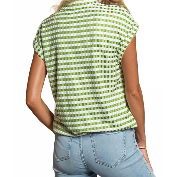 NEW EVA FRANCO nico top in green gingham - Picture 3 of 7